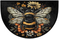 Bee Half Round Doormat Semi Circle Rug Half Moon Rug Entryway Mat | Animal Bee Flower Washable Non Slip Outdoor Floor Rug Kitchen Mat for Indoor Outdoor Bathroom Fireplace Bath Decor