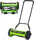 14-Inch 4-Blade Push Reel Lawn Mower, Manual Reel Push Mower, Walk-Behind Lawn Mowers, 5-Position Cutting Height Adjustment for Garden, Yard and Field, Suitable for 1-3 Inches of Grass