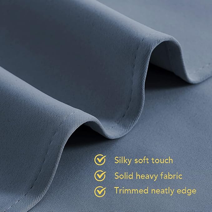NICETOWN Blackout Draperies Curtains for Kids Room, Window Treatment Thermal Insulated Solid Grommet Blackout Drape Panels for Bedroom (Stone Blue, Set of 2, 70 by 84 inches)
