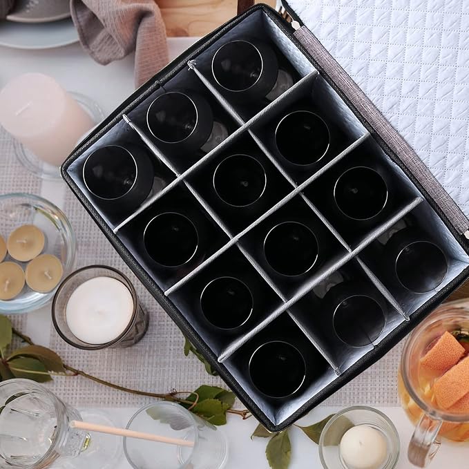 Quilted Wine Glass Storage Box,China Storage Containers | Stemware Storage Cases hard shell for Moving,Moving Supplies,Household Essentials