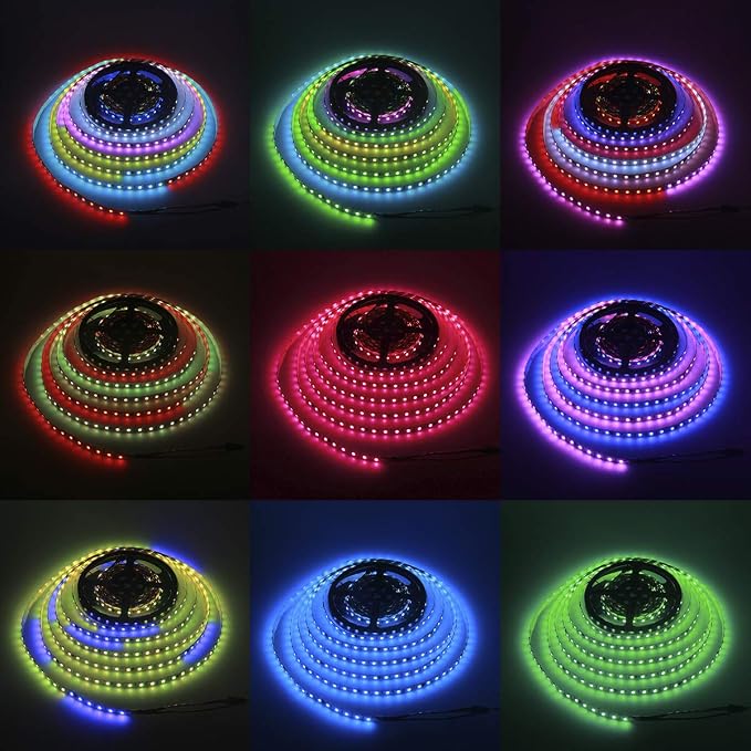 ALITOVE RGB LED Strip Light 32.8ft 24V WS2811 Addressable RGB IC 600LEDs | Color Changing 24 Volt LED Light Strip, Programmable Rope Light, Cuttable Flexible Tape Light, IP20, No Power Supply