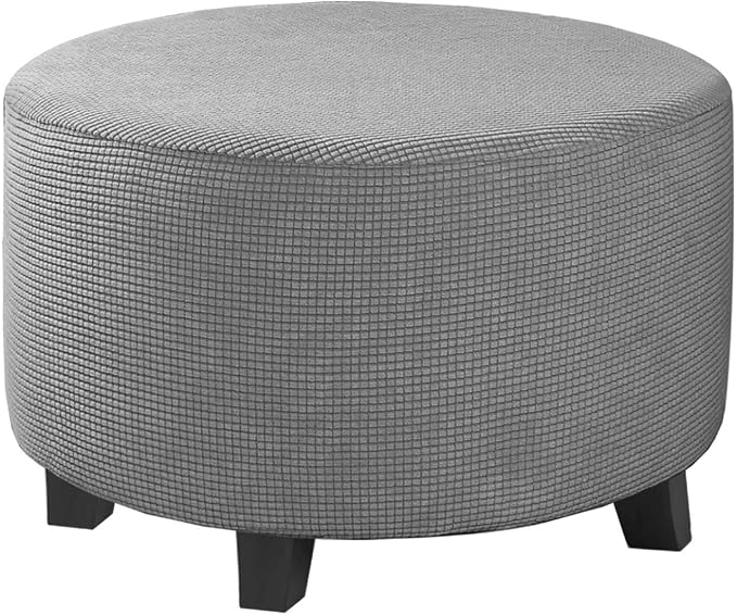 H.VERSAILTEX Ottoman Cover Stretch Ottoman Slipcover Round Ottoman Storage Cover Folding Stool Covers Furniture Protector Cover for Footrest Ottoman Fit Dia 30" - 41", Dove