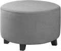 H.VERSAILTEX Ottoman Cover Stretch Ottoman Slipcover Round Ottoman Storage Cover Folding Stool Covers Furniture Protector Cover for Footrest Ottoman Fit Dia 30" - 41", Dove