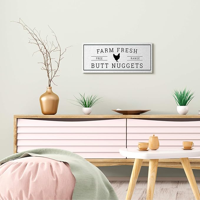 Stupell Industries 'Farm Fresh Butt Nuggets'| Canvas Art | Stupell Industries | 24 x 10 Inches, Easy to Hang and Sturdy, Made in USA, by Susan Ball