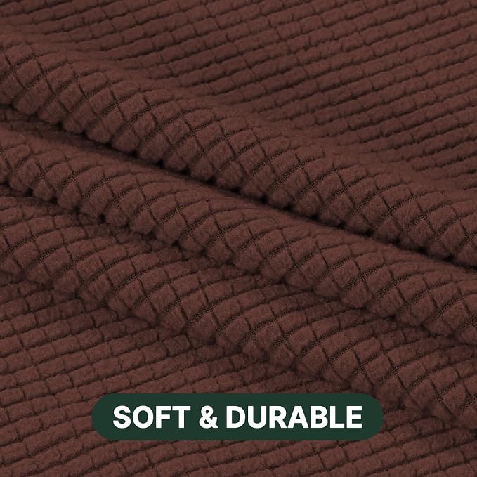 H.VERSAILTEX Stretch 3 Piece T Cushion Sofa Slipcovers Individually Sofa Cushion Covers for 3 Cushion Couch Sofa Seat Cushion Covers with Elastic Bands Featuring Thicker Jacquard Fabric, Burnt Brick