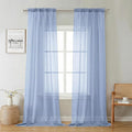 Lecloud Denim Blue Sheer Curtains 96 Inches Long 2 Panels, Rod Pocket Light by Lecloud