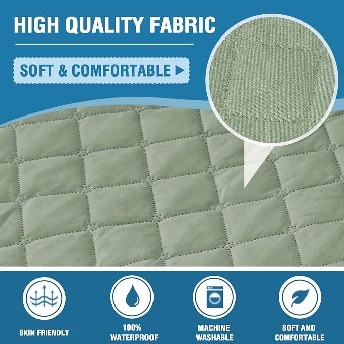 H.VERSAILTEX 100% Waterproof Couch Cover Chair Sofa Slipcover Furniture Protector for Pets Kids Children Dog Cat with Non-Skid Backing (Chair, Pale Aqua)