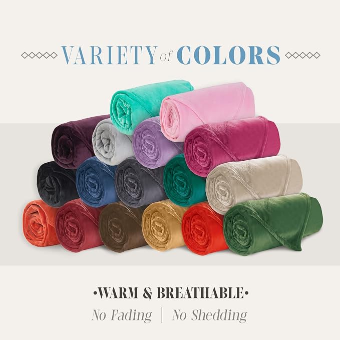 Elegant Comfort Luxury Velvety Feel Blanket, All-Season Lightweight Blanket, Ultra Plush, Soft, Cozy-Fuzzy Flannel Fleece for Couch, Sofa, Bed, Travel, Solid Design, Twin/Twin XL, Tiffany