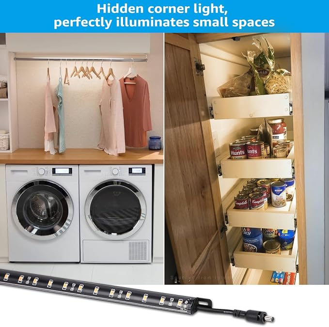 TORCHSTAR 6pcs 12 Inch LED Safe Lighting Kit, Motion Sensor, 3000K | UL Power Adapter, Input 100-240V, Linkable Gun Safe Light Bars, 900LM, for Under Cabinet Locker Closet Showcase, Warm White