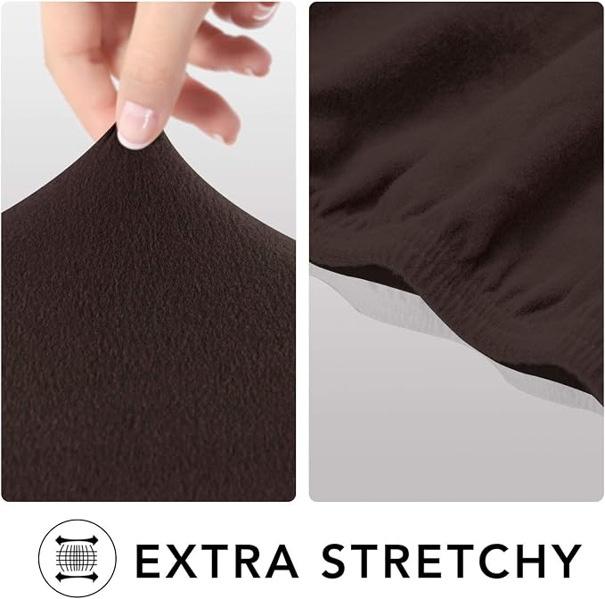 PureFit Stretc Recliner Chair Covers Fleece Soft Couch Covers for Sofa | Chocolate 4-Pieces Recliner Slipcover Pocket Couch Protector, Fleece Sofa Cover Washable with Non Slip Elastic Bottom