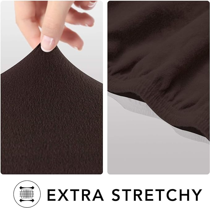PureFit Stretch Loveseat Covers Fleece Couch Covers for Sofa Chocolate | 1-Piece Sofa Slipcover Soft Couch Protector, Sofa Cover Washable with Non Skid Foam and Elastic Bottom for Kids, Dogs