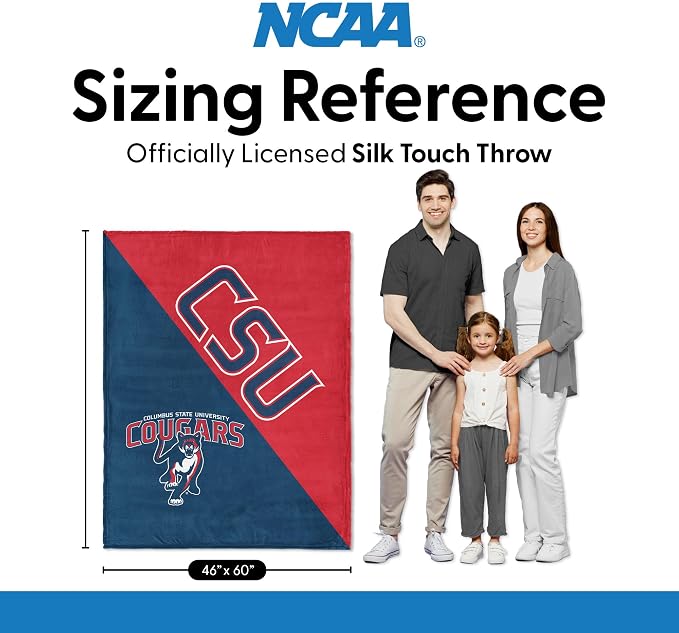 Northwest NCAA Silk Touch Throw Blanket, Ultra Soft Plush Polyester, Lightweight Warm Decorative Fan Gift, 46 x 60 in