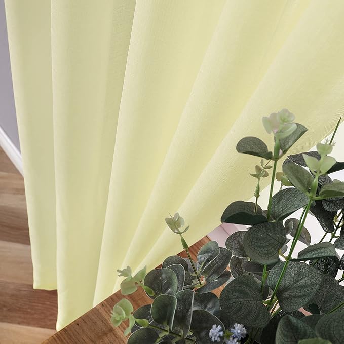 Tollpiz Sheer Curtain Linen Textured Bedroom Curtains Sheer Light Filtering Rod - Image 3