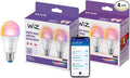 WiZ Connected Smart Light Bulbs, 4-Pack, Full Color A19 60W 800LM E26 LED Lights, Sunset/Sunrise Automation, Smart Bulbs with Motion Detection, Control with Voice or App