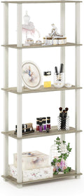 Furinno Turn-N-Tube 5-Tier Multipurpose Shelf / Display Rack / Storage Shelf / Bookshelf, Square Tubes, Sonoma Oak/White | Tool-Free Storage Shelves with Square Tubes, Shelving Unit, for Organization and Storage, for Living Room, Home Office