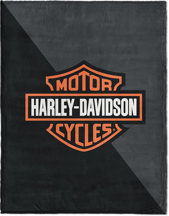 Harley-Davidson Halftone Classic Silk Touch Throw Blanket, 46 x 60 in | 100% Polyester, Velvety Feel, Lightweight Warmth, Couch Bed Chair Lounging, Giftable Indoor Comfort