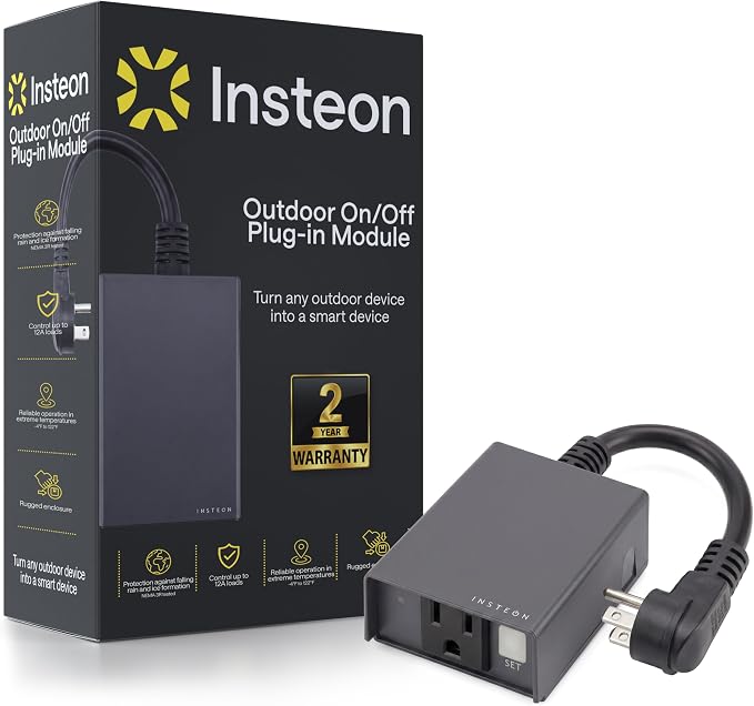 Insteon Smart Outdoor On/Off Plug-in Module, 2634-222 - Insteon Hub required for voice control with Alexa & Google Assistant