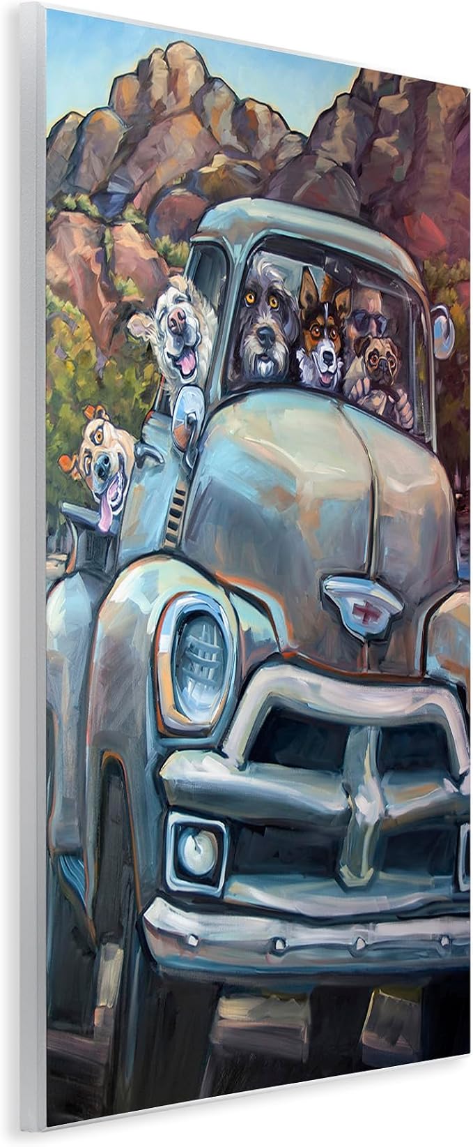 Dogs in Vintage Pickup, 13 x 19 Inch Mounted Print on Wall Plaque | Stupell Industries · By CR Townsend · Ready to hang · Perfect for living room or office · Made in USA