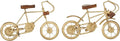Deco 79 Metal Bike Decorative Sculpture Home Decor Statues with Wood Accents, Set of 2 Accent Figurines 10" x 5" x 7", Gold