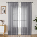 Gwine Charcoal Grey Sheer Curtains 90 Inches Long 2 Panels Set, Light Filtering by Gwine