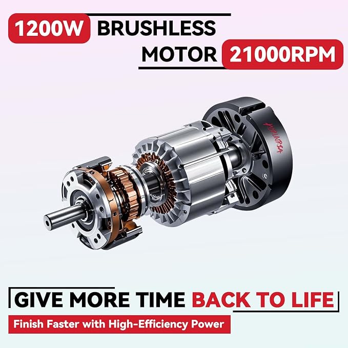 20V Electric Weed Wacker with Wheels, 5.2Ah Battery & Charger, K&GO Force | 1200W & 21000RPM Brushless Motor | Easy for Seniors & Women | For Thick Grass & Branch | Brush Cutter/Mower/Edger | 45+Mins