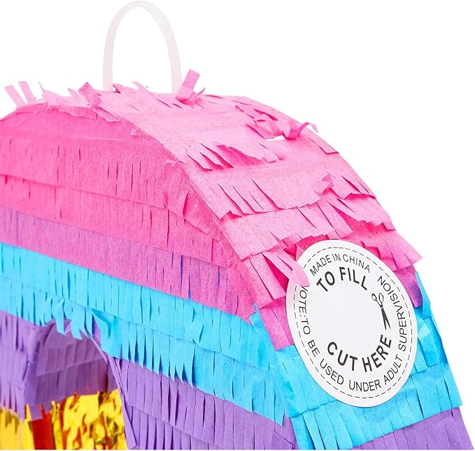 BLUE PANDA Rainbow Pinata Number 0 Butterfly Design - 11.4 x 16.5 x 3 in, Multicolored - Easy-Fill Corrugated Paper Construction - Birthday Celebrations & Rainbow Party Supplies