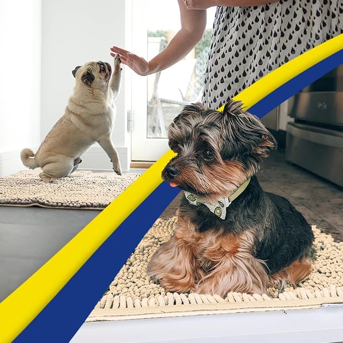 Muddy Mat® | Super Water Absorbent Door Mat Indoor, Microfiber Quick Dry Chenille Entryway Rug, Slip Resistant Front Door Mat, Indoor Mats for Entryway, Machine Washable Pet Rug, Beige 28" x 48"