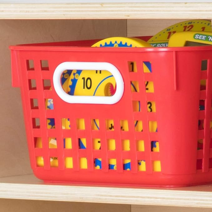 Really Good Stuff Large Plastic Storage Baskets with Handles | 13.75" x 9.75" x 5", Rainbow Group Colors, Book & Supply Organization for Classrooms & Home