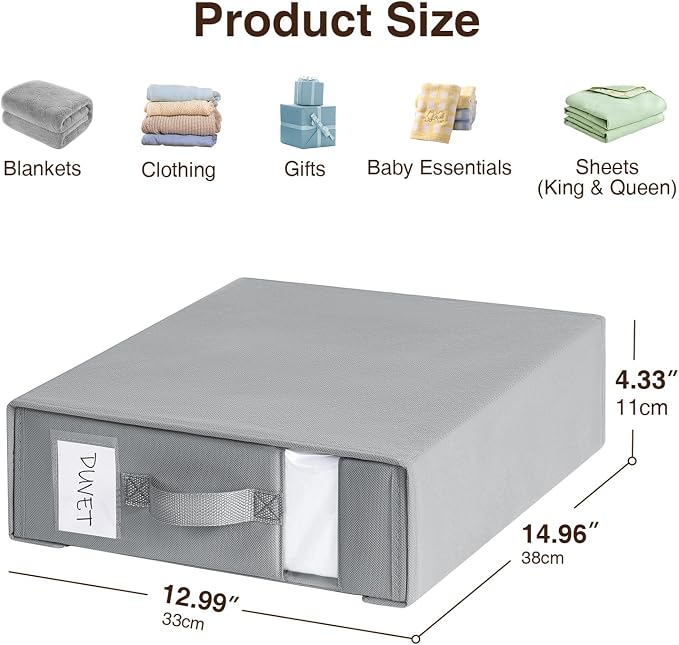 DIMJ Bed Sheet Organizers and Storage 8 Pack - Foldable Sheet Holder for Linen Bedding Storage Box for organization, Sheets Set Holder for Blanke, Towel (King & Queen Size), Grey