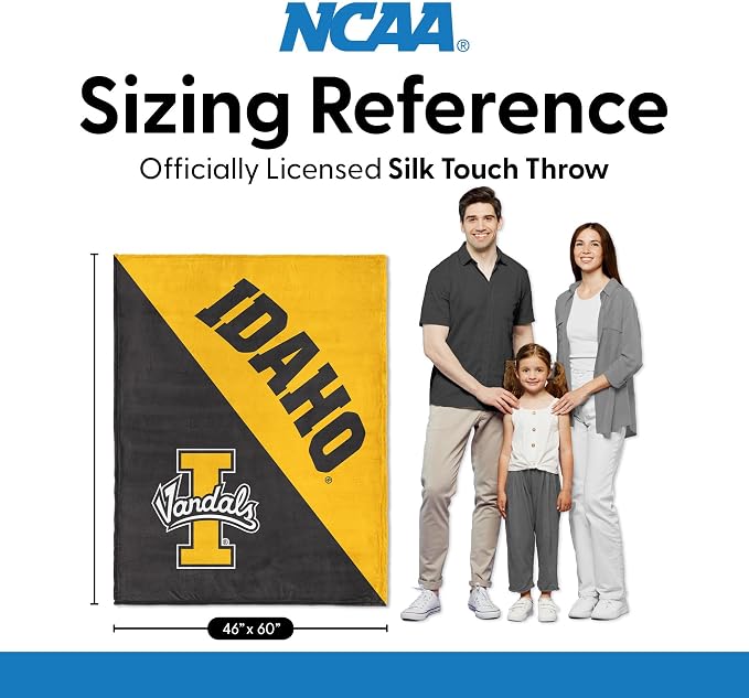 Northwest NCAA Silk Touch Throw Blanket, Ultra Soft Plush Polyester, Lightweight Warm Decorative Fan Gift, 46 x 60 in