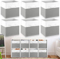Yinder 6 Pcs Cube Storage Bin White Gray 10.5''x10.5''x11'' Storage Bins for Playroom Decor Colorful Bins for Kids Foldable Baskets for Nursery Organizer Boxes Fabric Boxes