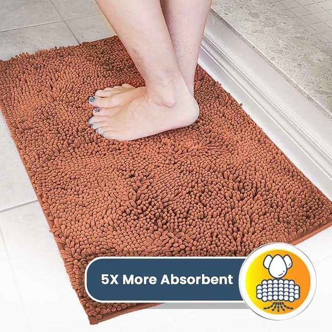 Muddy Mat® | Super Water Absorbent Door Mat Indoor, Microfiber Quick Dry Chenille Entryway Rug, Slip Resistant Front Door Mat, Indoor Mats for Entryway, Machine Washable Pet Rug, Peach 48" x 72"