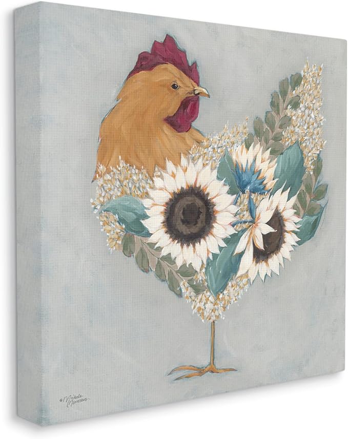 Stupell Industries Rooster Floral Blossom, 36 x 36 Inch Canvas Wall Art | Stupell Industries · By Michele Norman · Ready to hang · Farmhouse country charm for any room · Made in USA