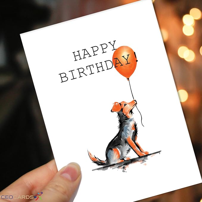 Happy Birthday Cards Bulk Greeting Card Set (Dog Lover) 18 Pack & White Envelopes - 5x7 Inch Birthday Theme for Family, Women, Men, Coworkers & Office (B2401)