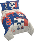 Minecraft Creeper Full Comforter Set 7 Piece Soft Kids Bedding, Blue | Oishi Market, Bed in a Bag, Comforter Sheets Shams Pillowcases, Official Product, Microfiber, Machine Washable, Kids Gift