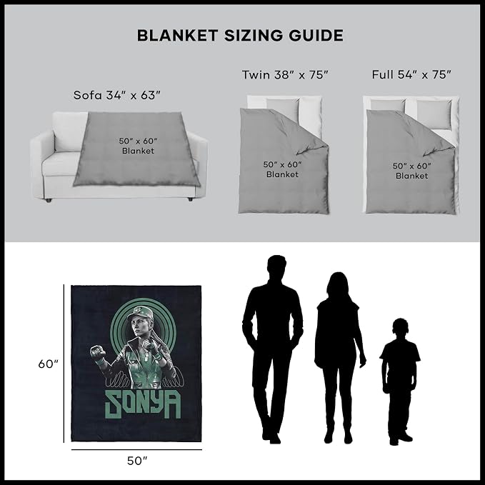 Mortal Kombat Silk Touch Throw Blanket – Sonya, Ultra-Soft Fleece, Plush & Lightweight, 50 x 60