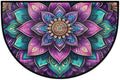 Mandala Flower Boho Color Half Round Door Mat Non-Slip Semi Circle Rug Washable Half Moon Floor Rug Absorbent Bathroom Area Rugs for Outdoor Indoor Fireplace Mat Entryway Kitchen Decor Rugs