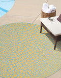 Unique Loom Jill Zarin Jill Zarin Outdoor Collection Area Rug - Cape Town (6' 7" Round, Yellow and Aqua/Light Blue)