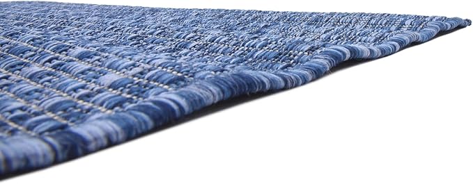 Unique Loom Collection Casual Transitional Solid Heathered Indoor/Outdoor Flatweave Area Rug (4' 1" x 6' 1" Rectangle, Blue/Navy Blue)