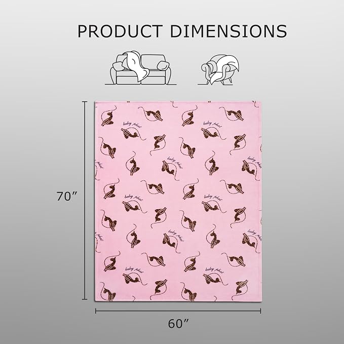Baby Phat Oversized Plush Throw Blanket 60" x 70", Cheetah Tossed Logo Hot Pink