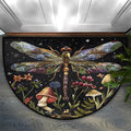 Half Round Doormat Animal Dragonfly Flower Non Slip Half Circle Area Rugs Indoor Washable Half Moon Rug Semi Circle Bathroom Runner Mat Entrance Floor Carpet for Kithen Bedroom Fireplace Decor