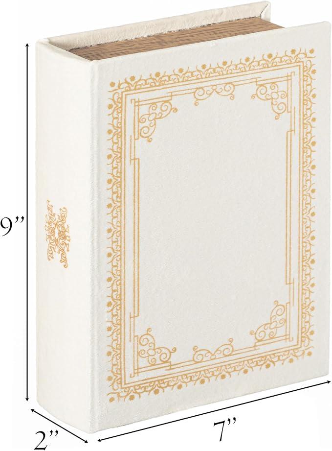 Decorative Vintage Book Shaped Trinket Storage Box - Paper White