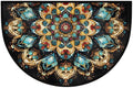 Mandala Boho Half Round Rug Half Moon Door Mat Half Circle Rugs | Ethnic Washable Non-Slip Semi Circle Rug Welcome Half Round Door Mat Indoor Entrance Kitchen Bedroom Living Room Decor