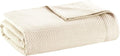 Madison Park 100% Egyptian Cotton Summer Blanket Full Queen Size Ivory | Cozy Soft Breathable Durable, Waffle Weave Woven Casual, Lightweight Knit All Season Throw for Bed Couch or Sofa, OEKO TEX