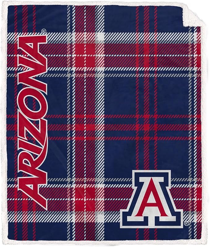 NCAA Arizona Wildcats Playmaker Plaid Ultra Cozy Sherpa Throw