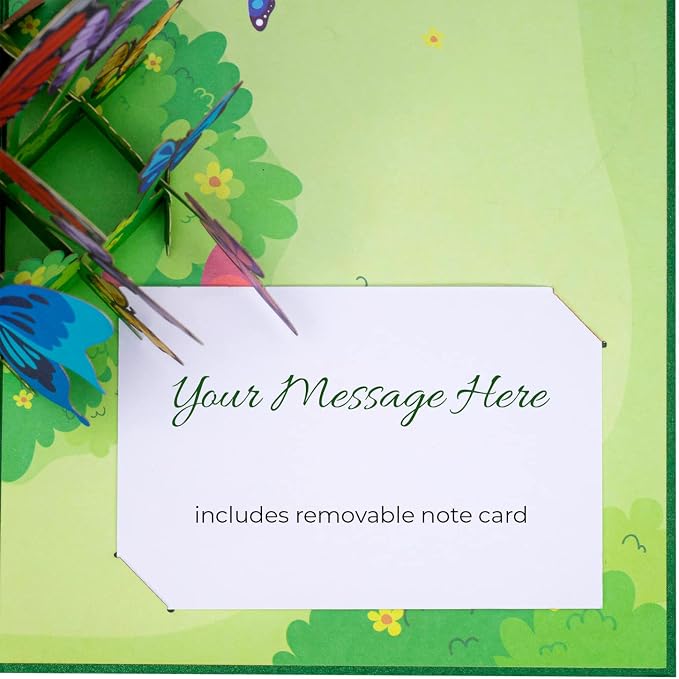 Paper Love Pop Up Cards 2 Pack - Includes 1 Butterflies and 1 Flower Truck, For All Occasions, Mother Day, Birthday, Just Because- Includes Envelope and Note Tag