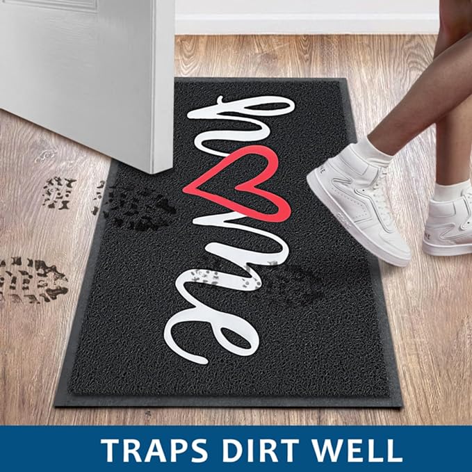 EARTHALL Door Mat Outside Inside Home Doormat, 48"x32", Durable Floor Mat Non Slip Mat Ultra Absorb Mud Easy Clean Front Doormat for Garage, Entryway, Patio, High Traffic Areas, Black