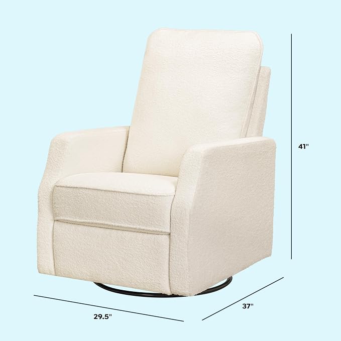 Davinci Lucas Pillowback Swivel Recliner in Cozy Cream Boucle, Greenguard Gold & CertiPUR-US Certified | GREENGUARD Gold Certified Nursery Recliner Chair w/ High Pillow-Back, Padded Arms & Bonus Lumbar Pillow - Manual, 360° Swivel