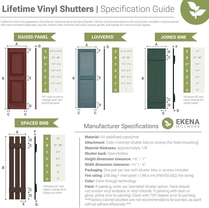 Ekena Millwork Lifetime Vinyl LL1S14X03900MS Standard Cathedral Top Center Mullion, Open Louver Vinyl Shutters, w/Installation Shutter-Lok's & Matching Screws (Per Pair), 14 1/2"W x 39"H, Musket Brown