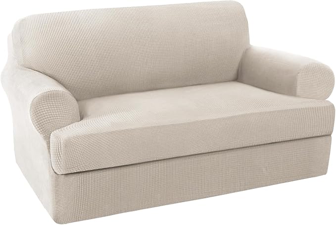H.VERSAILTEX Loveseat Covers 2 Piece Stretch Sofa Couch Slipcover for Love seat with Individual Seat Cushion Cover Deluxe Textured Jacquard (58"-70", Island Fossi)